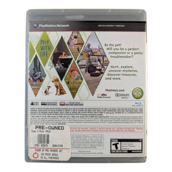 The Sims 3: Pets (Sony PlayStation 3 PS3, 2011) Complete w/ Manual - Picture 2 of 3
